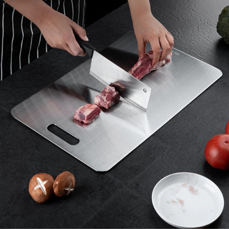 Tábua De Corte Para Cozinha Taboa Carne 30X46cm Aço Inox